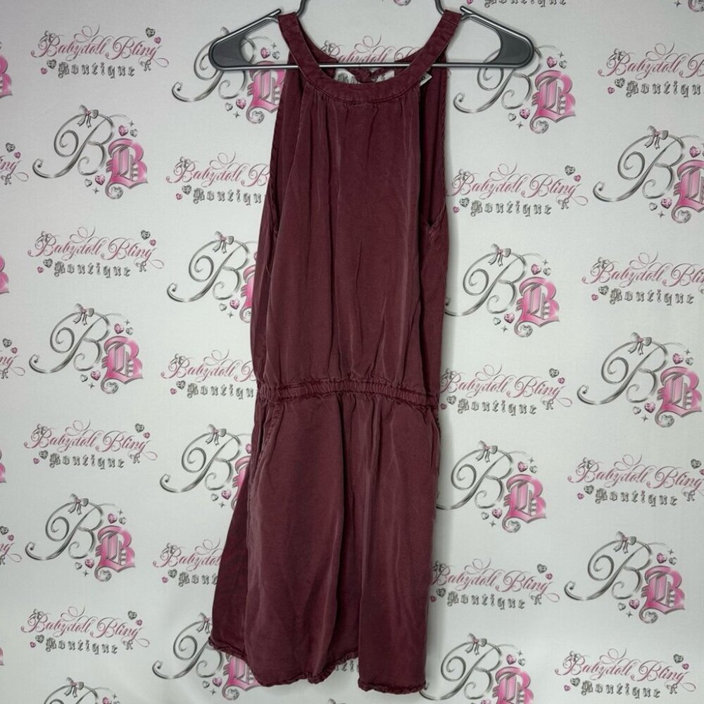 10 trees 🌲 dress Burgundy Sleeveless Dress mock neck high neck denim style